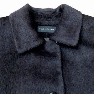 Dale Dressin Black Baby Llama & Wool Button Front Dress Coat Womens Size 12